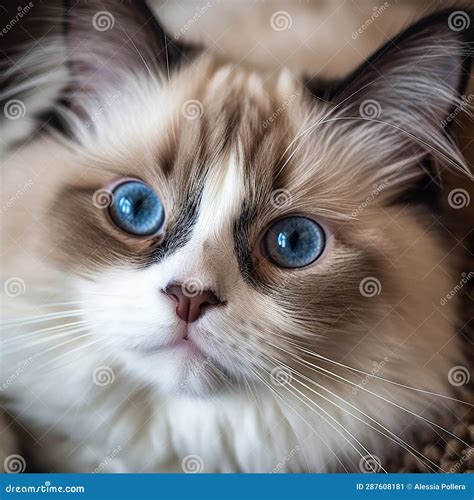 Beautiful Ragdoll with Sweet Blue Eyes Stock Illustration ...