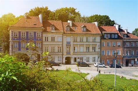 Premium Photo | Colourful buildings in the center of warsaw city warsaw ...