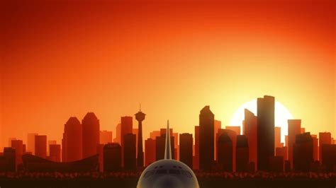 Calgary Skyline Sunrise Take Off, Motion Graphics | VideoHive