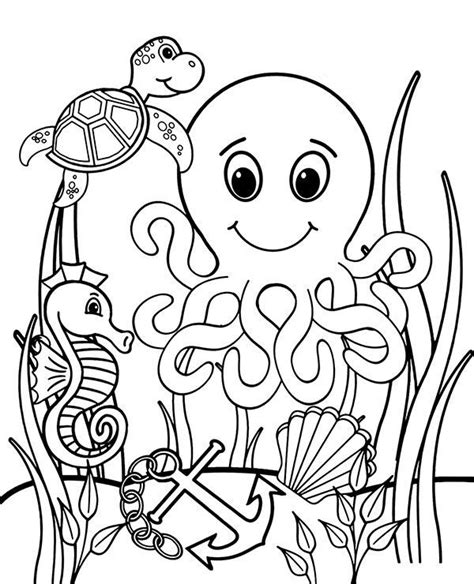 Sea animals to color free coloring worksheet, fish Coloring Page, FREE Coloring Page Template ...