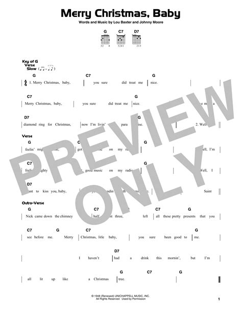 Merry Christmas, Baby by Elvis Presley - Guitar Lead Sheet - Guitar ...