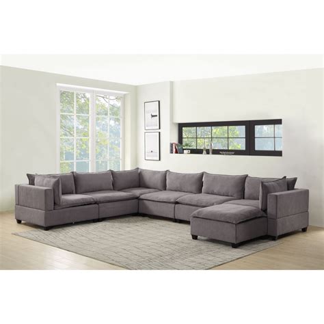 158" Madison Light Gray 7-Piece Modular Sectional Sofa Chaise - Walmart.com