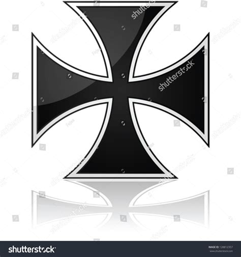 Glossy Vector Illustration Showing An Iron Cross Symbol Reflected Over A White Surface ...