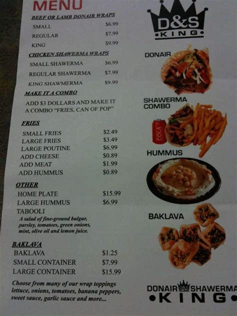 Halal Donair & Shawerama King Menu - Urbanspoon/Zomato