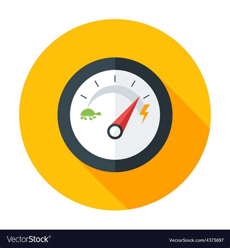 Slow and fast speedometer flat circle icon Vector Image