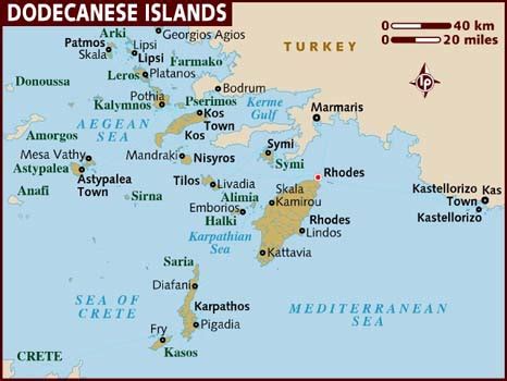 Map of Dodecanese Islands