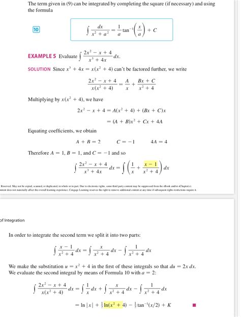 Integration using partial fractions formula is unexplained in my text ...