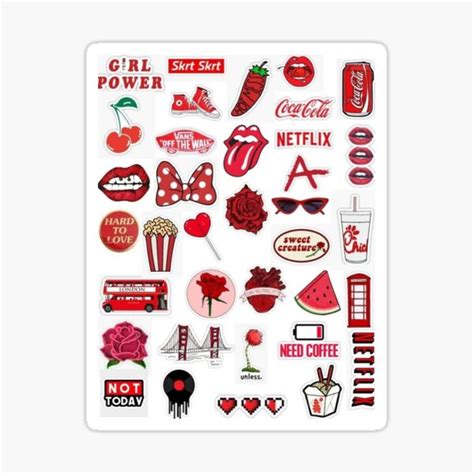 "Red Aesthetic Laptop Stickers Pack Of 36" Sticker for Sale by rojx2 ...