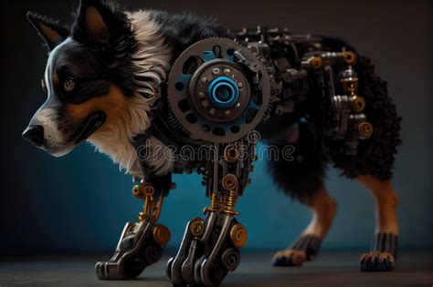 Close-up of Dog S Robotic Leg, with Gears and Mechanical Parts Visible Stock Illustration ...