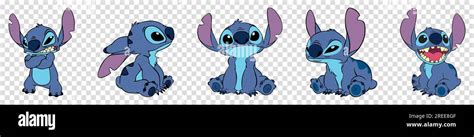 Disney Stitch Cartoon Characters. Vector illustration isolated on ...