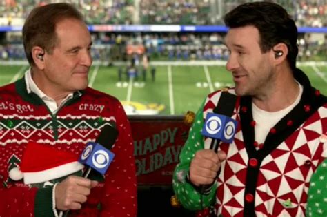 Tony Romo, Jim Nantz don ugly Christmas sweaters for Rams-Broncos