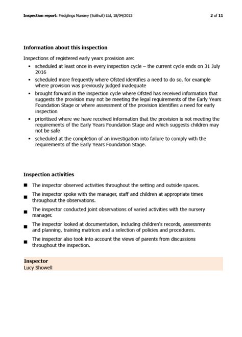 Ofsted Report - Fledglings Nursery