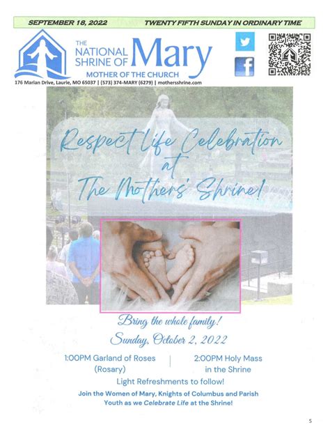 Bulletin 09 18 22 | National Shrine of Mary, Mother of the Church