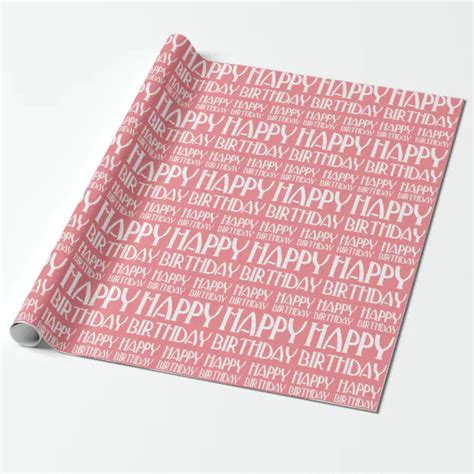 Pink Art Deco Happy Birthday Wrapping Paper | Zazzle