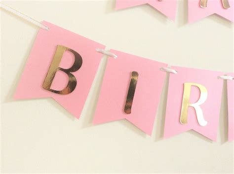 Pink Gold Happy Birthday Banner Girl Birthday Banner Pink - Etsy