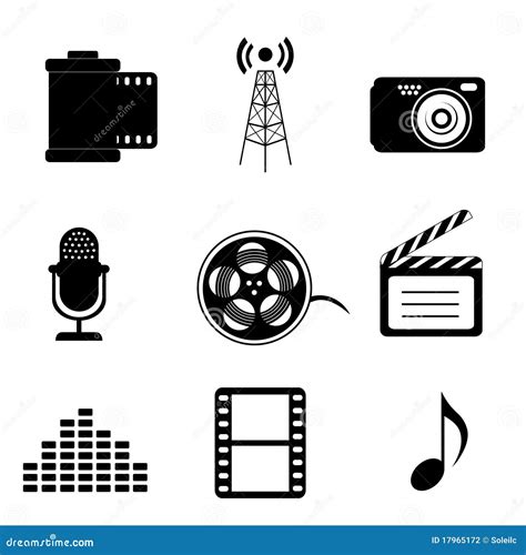 Mass Media and Multimedia Icons Stock Vector - Illustration of mass ...