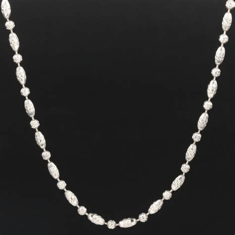 18K White Gold Beaded Diamond Cut Chain Necklace | EBTH