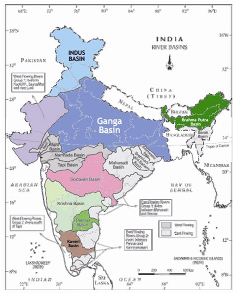 Map showing major river basins in India. | Download Scientific Diagram