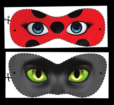 Free Printable Miraculous Ladybug and Cat Noir Masks. - Oh My Fiesta! in english