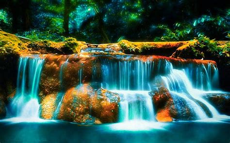 Beautiful Waterfalls, rocks, waterfall, nature, trees, HD wallpaper | Peakpx