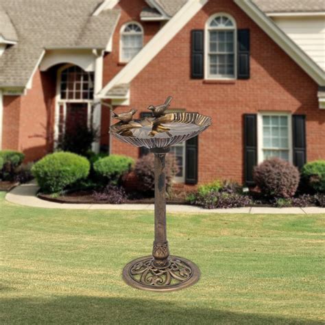 Charlton Home® Outdoor Pedestal Bird Bath with Solar Pumb & Reviews ...