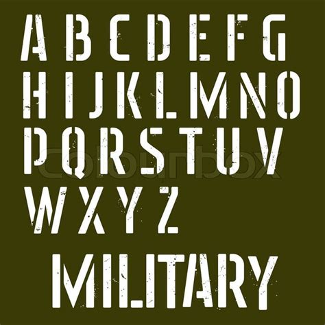 Stock vector of 'Military stencil vector font. Sprayed type' | Stencil font, Lettering fonts ...