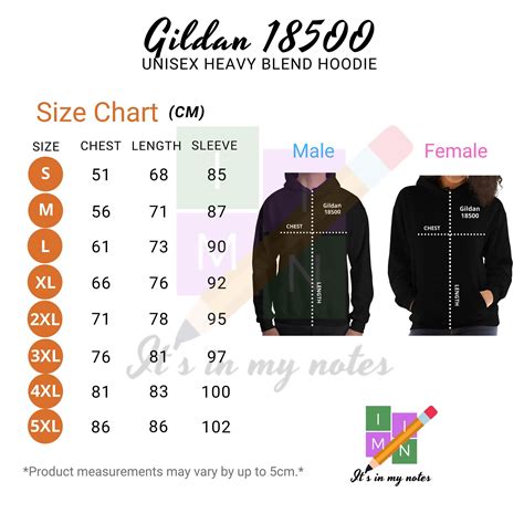 GILDAN 18500 Hoodie Size Chart Gildan 18500 Hoodie Size ...