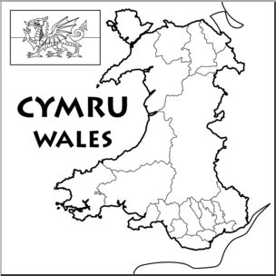 Clip Art: Wales Map B&W Blank – Abcteach