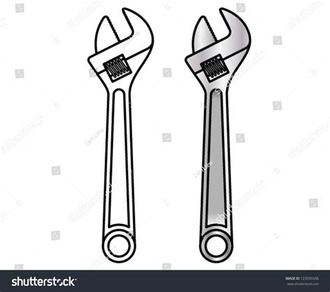 Line Coloured Drawings Adjustable Wrench Stock Vector (Royalty Free ...