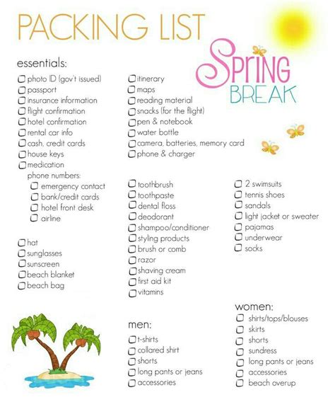 Spring break packing list | Spring break trips, Spring break packing list, Spring break packing