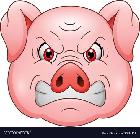 Angry pig head cartoon mascot Royalty Free Vector Image | Cartoon, Pig illustration, Pig cartoon