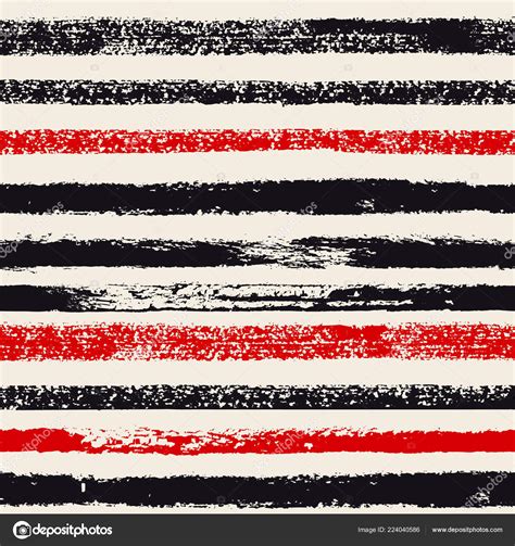 Hand Drawn Black Red Ink Abstract Stripe Seamless Pattern Vector ...