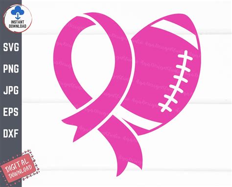 Football Heart Breast Cancer Ribbon Svg, Breast Cancer Heart Ribbon ...