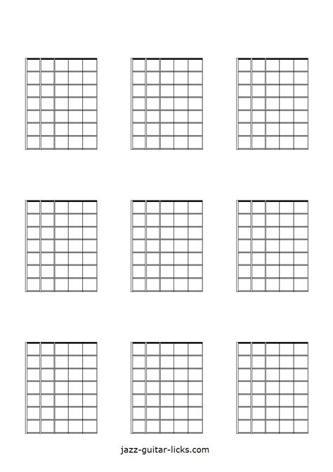 Printable Blank Guitar Neck Diagrams - Chord & Scale Charts Basic Guitar Notes, Bass Guitar ...