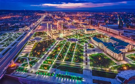 Night views of Grozny city from above · Russia Travel Blog