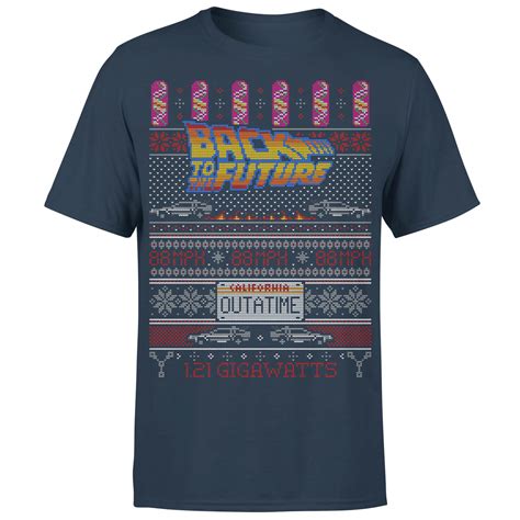Back To The Future OUTATIME Men's Christmas T-Shirt - Navy Merchandise | Zavvi