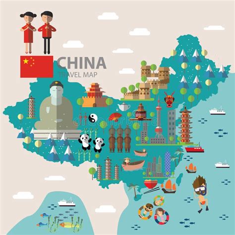 Illustrated Map Of China Travel World Map With Cities In Detail Map Posters For Wall Map Art ...