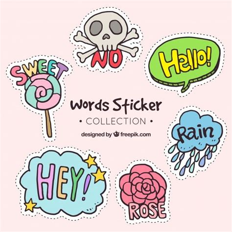 Free Vector | Creative word sticker collection | Sticker collection ...