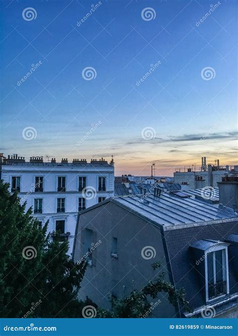 Peaceful View of Paris Rooftops Just after Sunset Editorial Stock Image ...