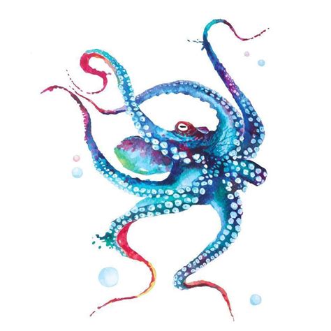 Octopus painting in watercolor 1257253 Vector Art at Vecteezy