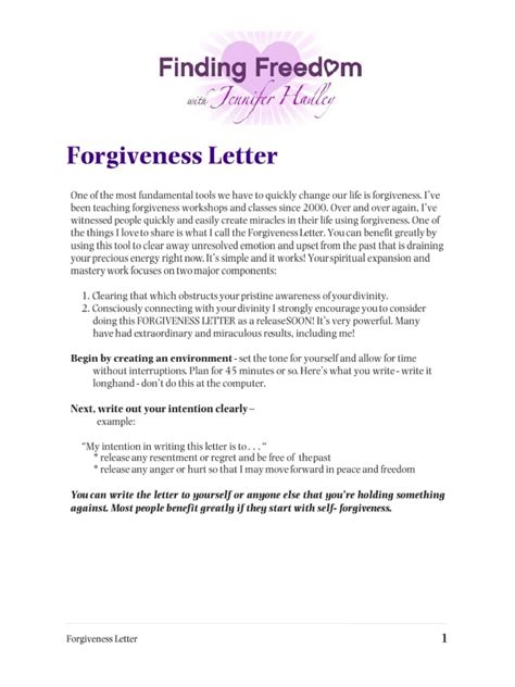 Forgiveness Letter | PDF