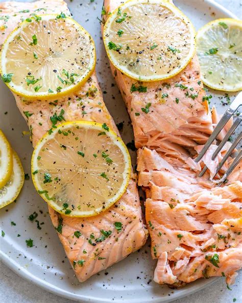 Easy Baked Lemon Garlic Salmon | Healthy Fitness Meals