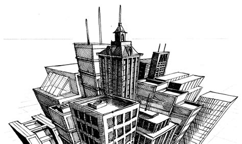 How to draw buildings like an architect in 2-point or 3-point perspective