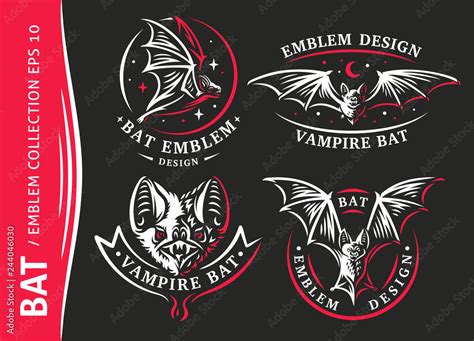 Bat vampire collection - vector illustration, logo, emblem, print ...