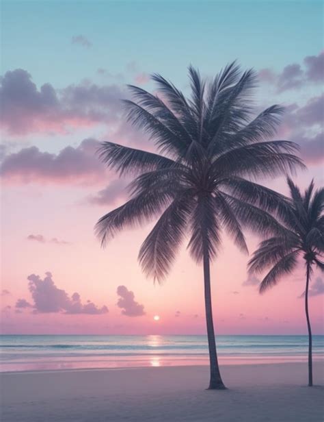 Premium Photo | Background with pink sunset palm trees