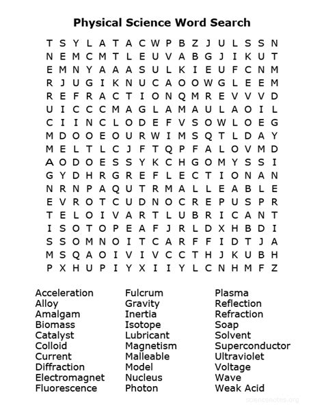 Physical Science Word Search