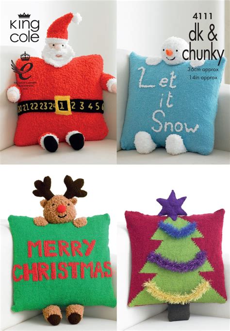 4111 Knitting Pattern DK & Chunky - Christmas Novelty Cushions