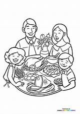 Happy Thanksgiving Day Family dinner  Coloring Pages For Kids sketch template