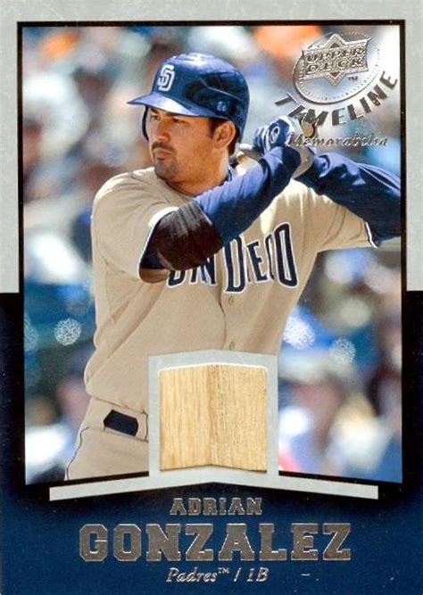 Adrian Gonzalez player used bat patch baseball card (San Diego Padres ...