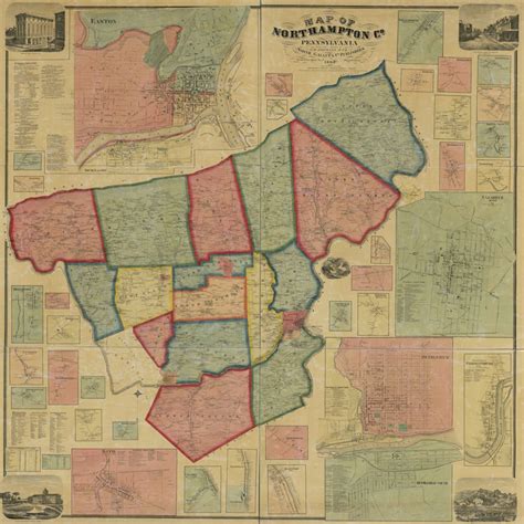 1860 Map of Northampton County Pa From Actual Surveys Easton | Etsy